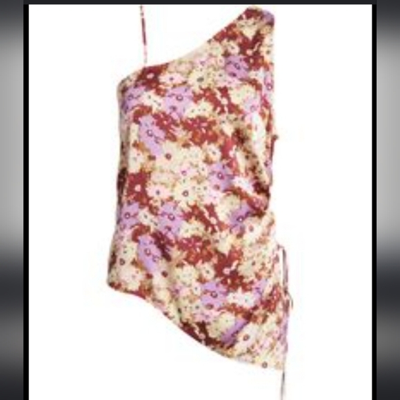 OPEN EDIT- Purple Drawstring one Shoulder Detail Top-XL - Picture 2 of 3